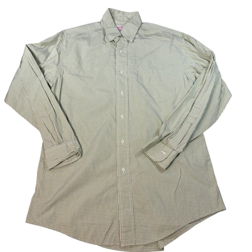 Brooks Brothers green plaid long sleeve dress shirt. Size 15-2. office, career